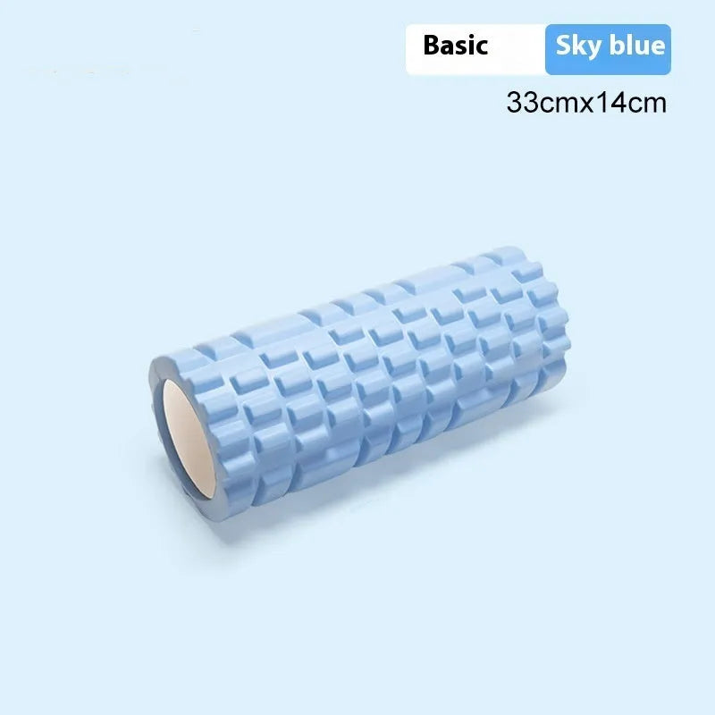 EVA foam roller fitness equipment in multiple colours and sizes for running recovery and yoga