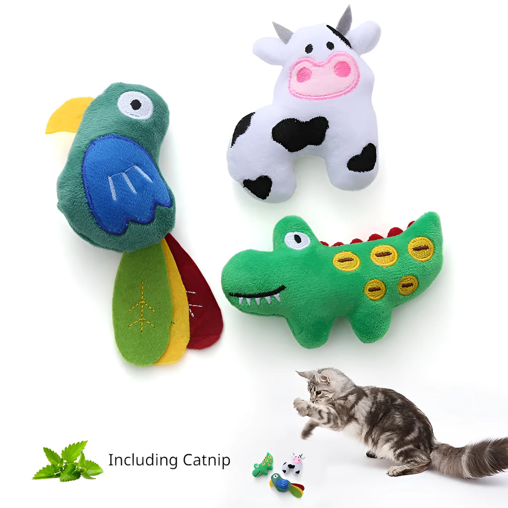 Plush cat toy shaped like a blue parrot with a hidden catnip pocket for interactive play.
