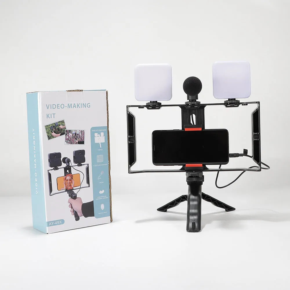 LED mini square outdoor pocket light tripod flash with rotatable head