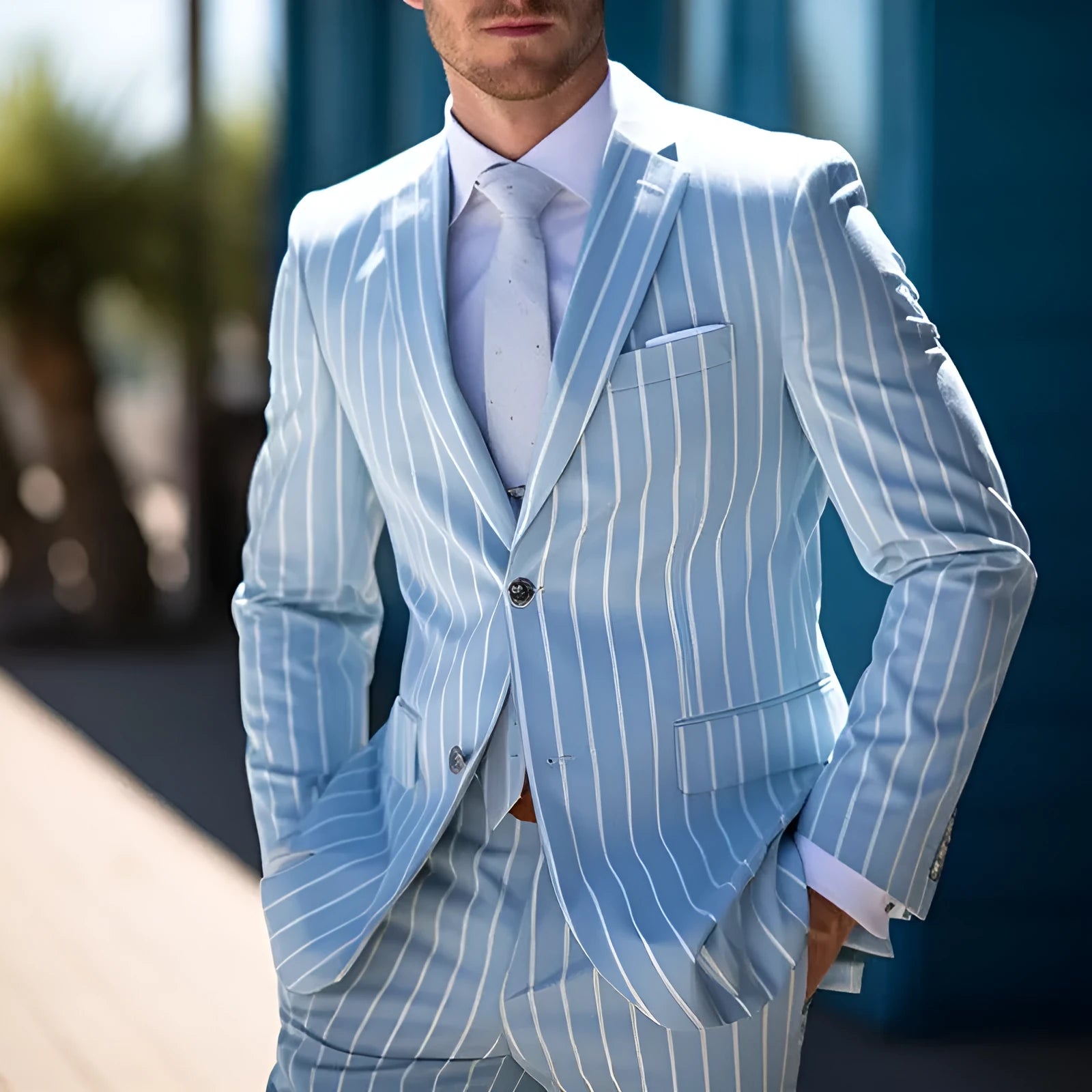 British style men's suit jacket with straight hem in solid colour pattern