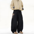 Loose retro casual pants in coffee plaid with mid-waist straight-leg fit, cotton blend material