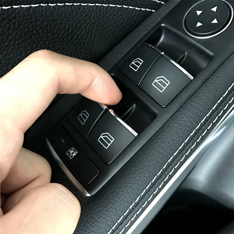 Black glitter decorative sticker for car window lift button customisation.