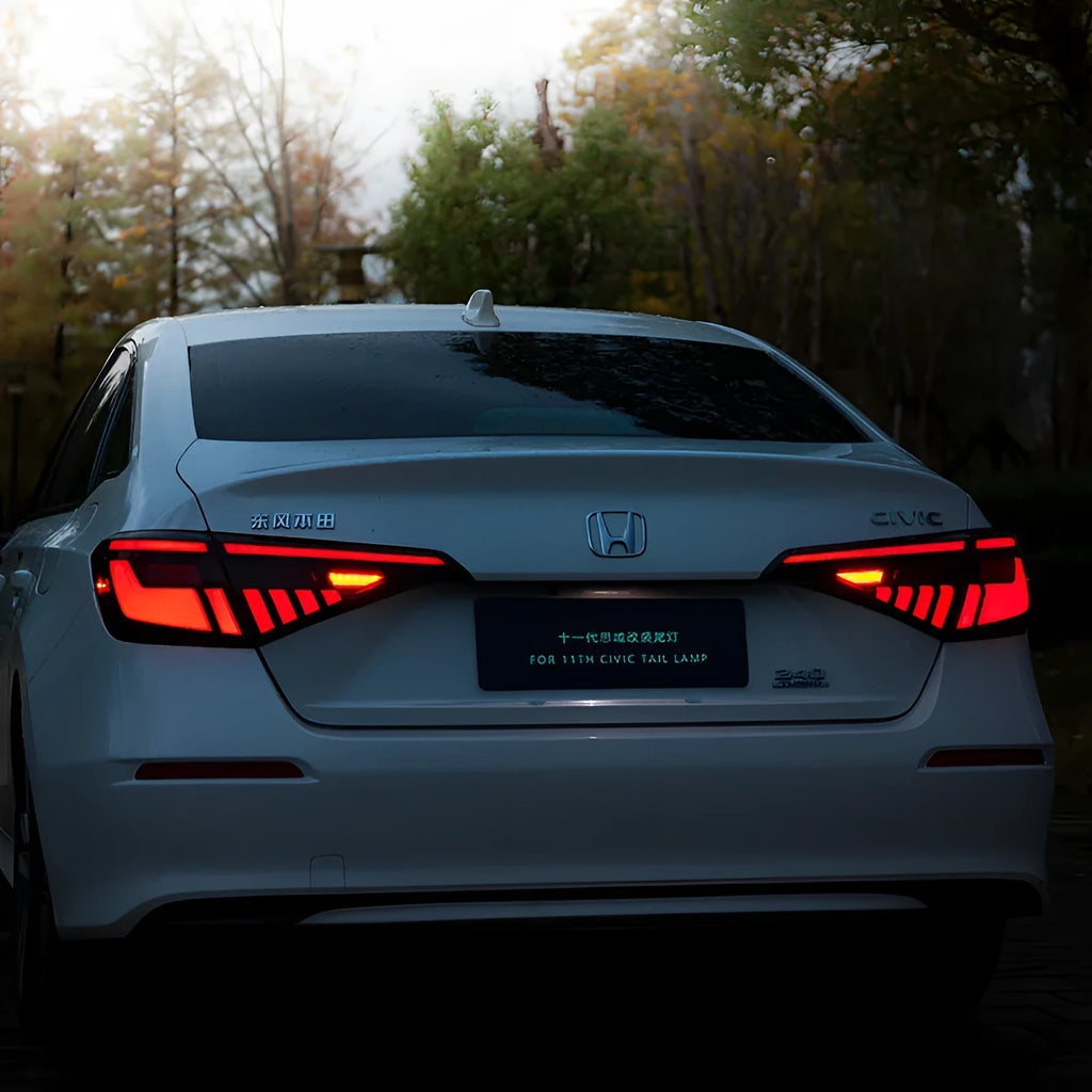 11th generation Honda Civic modified LED taillight assembly in black and red colour option.