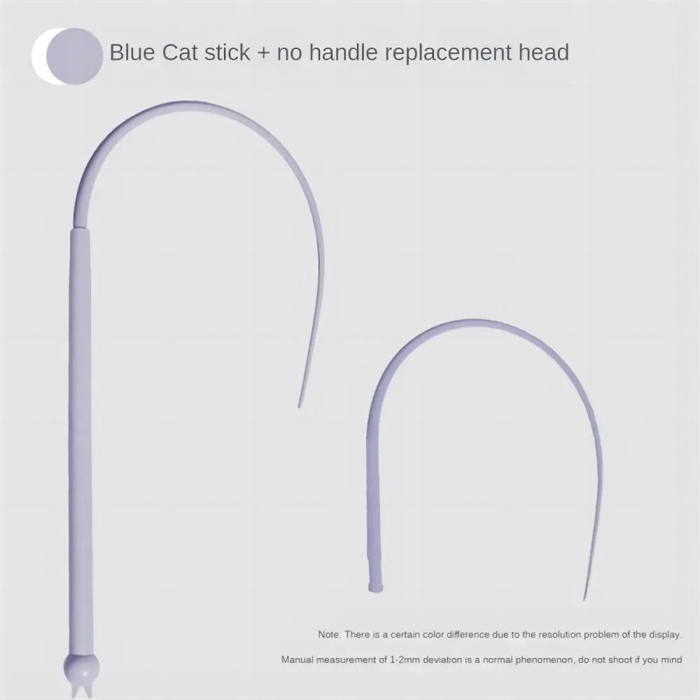 Blue simulated mouse tail cat toy with 80cm stick and soft silicone tail for interactive play