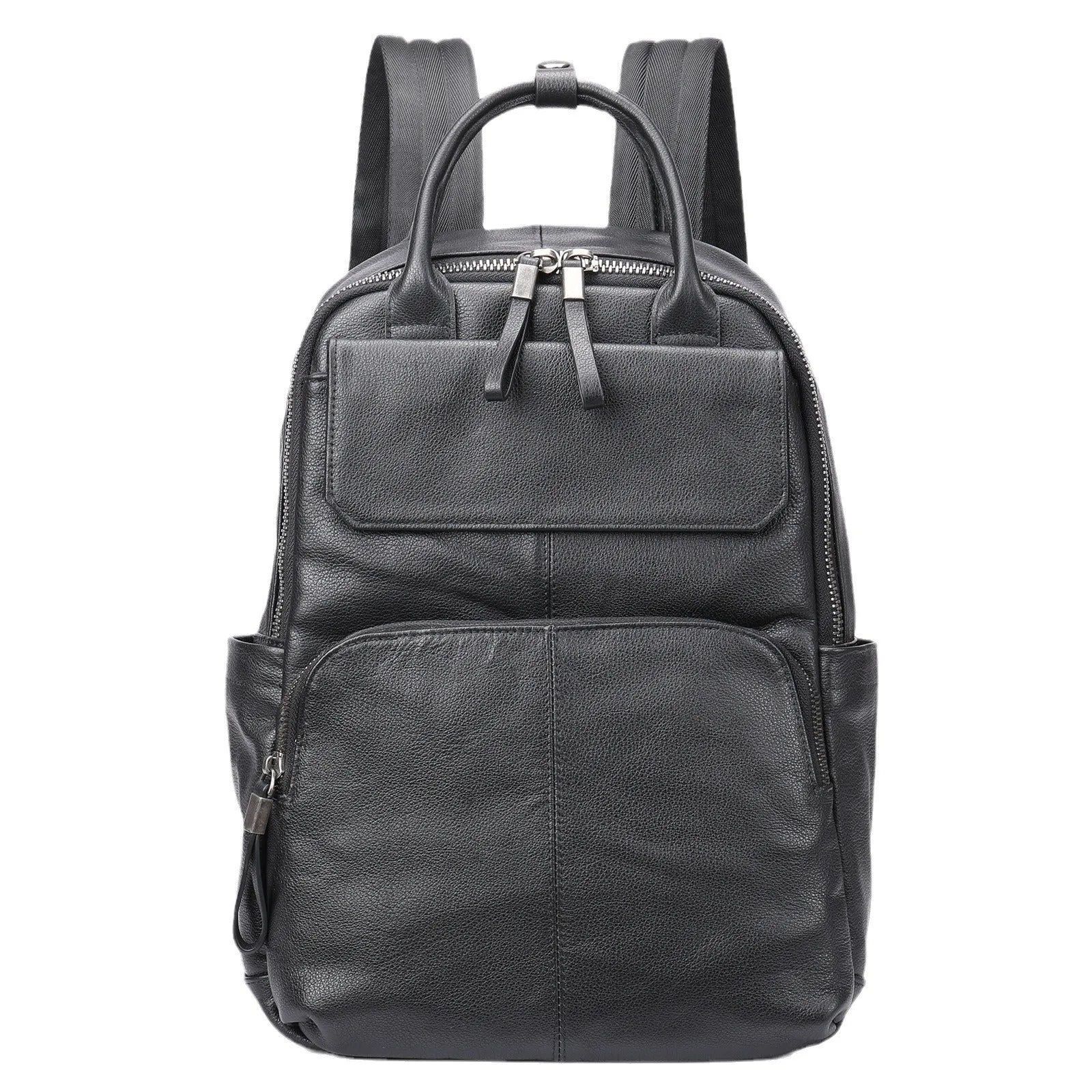 Genuine leather retro backpack in brown with visible sewing thread, waterproof and wear-resistant for daily use