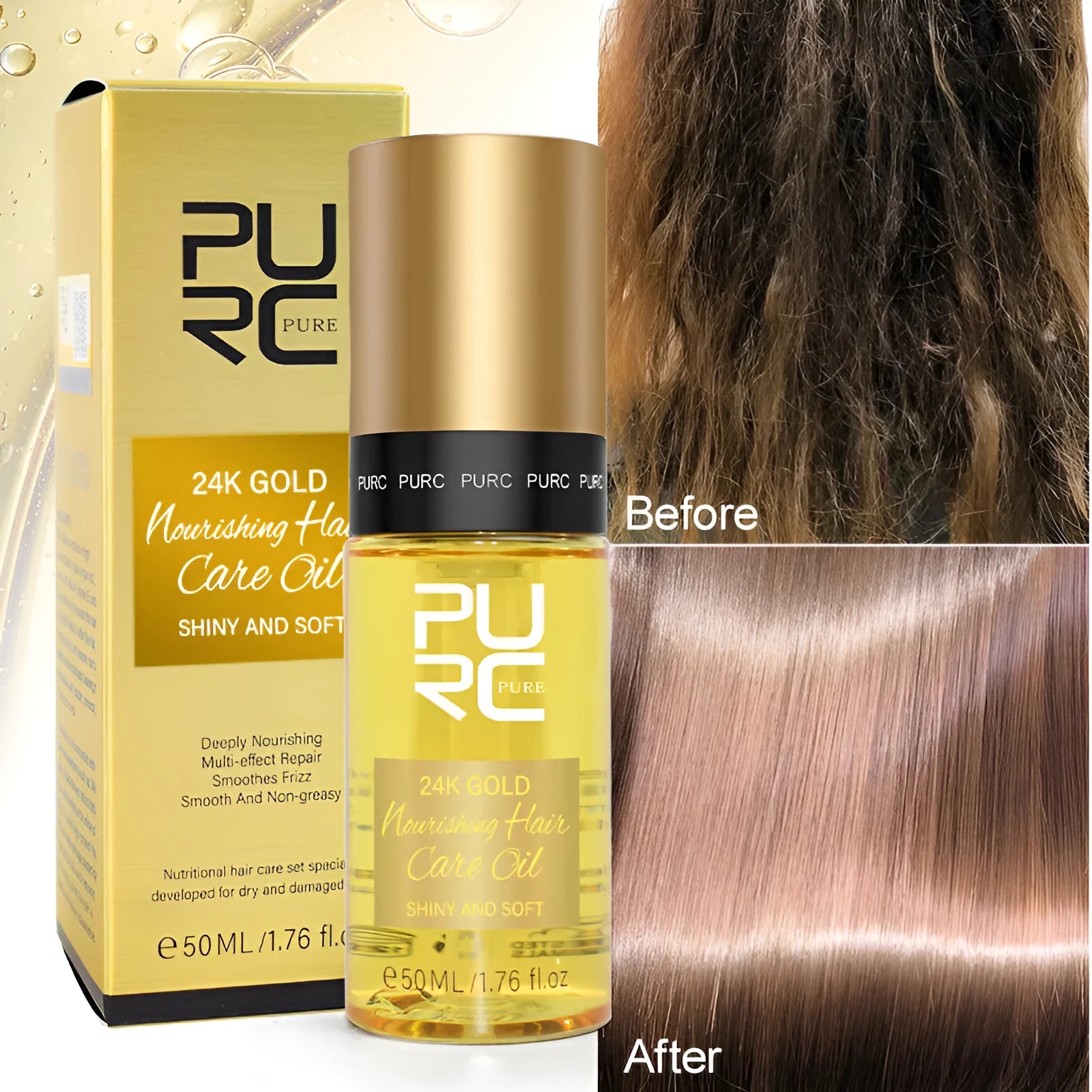50ml yellow hair repair essential oil bottle for treating dyed and permed hair damage
