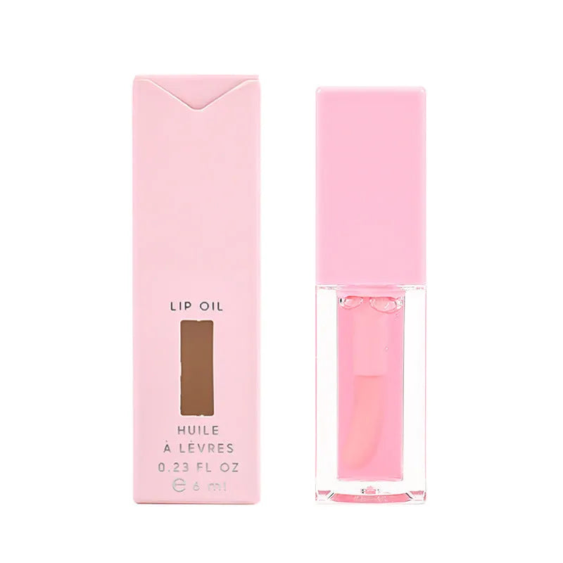 Women's transparent lip gloss in six fruity shades showing Coral and Watermelon colours, 6ML size