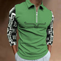 Men's zipper casual top with 3D digital print and front zipper decoration in cotton blend fabric