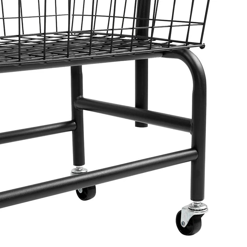 Single rod pulley storage car in iron with black or white finish for hanging clothes.