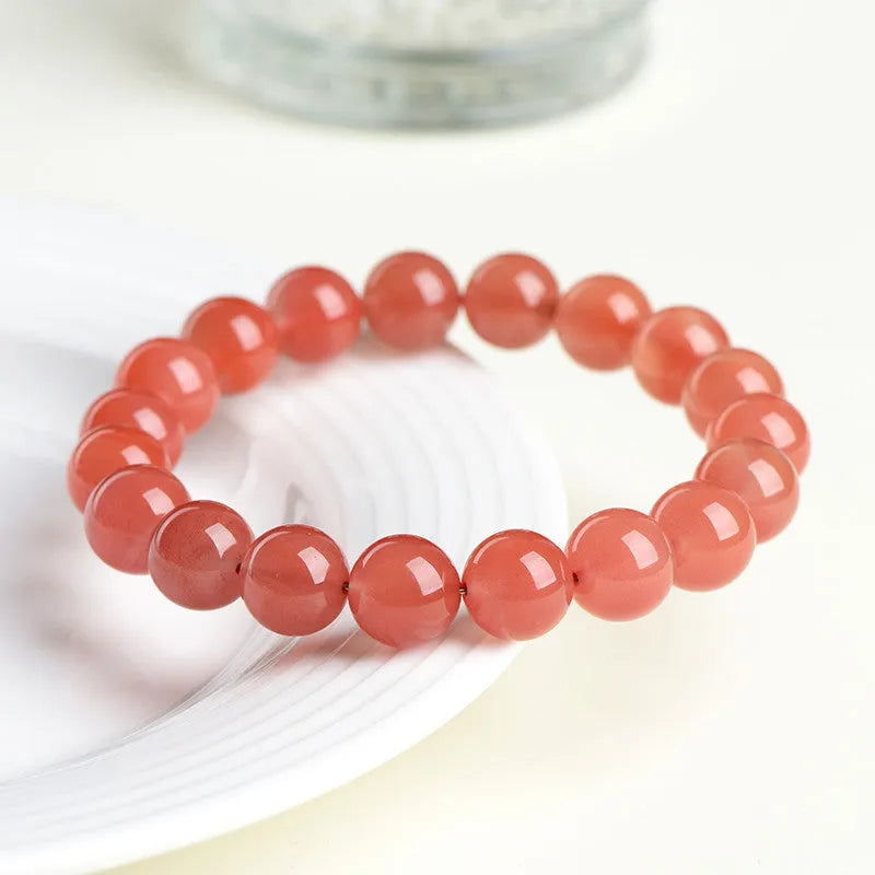Natural South cherry red agate bracelet with polished scattered beads in multiple sizing options
