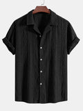 Men's loose fit polyester cardigan in solid colour with short sleeves
