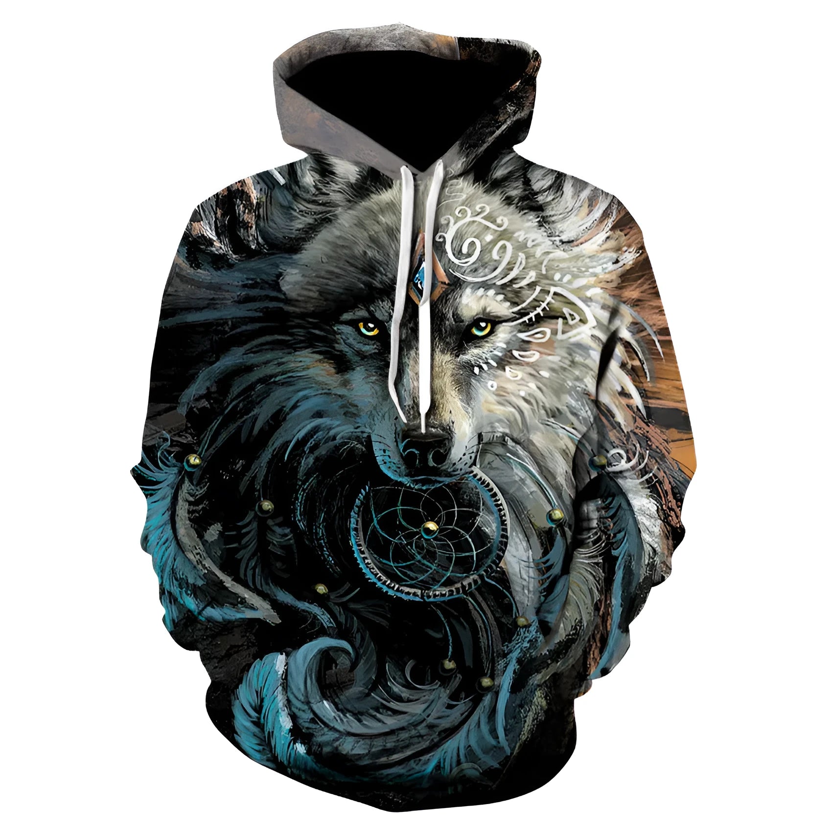 3D cartoon couple hooded pullover sweater in picture colour with graffiti print and long sleeves