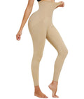 High waist cropped nylon tights in black, high elasticity waistband for slimming and belly control