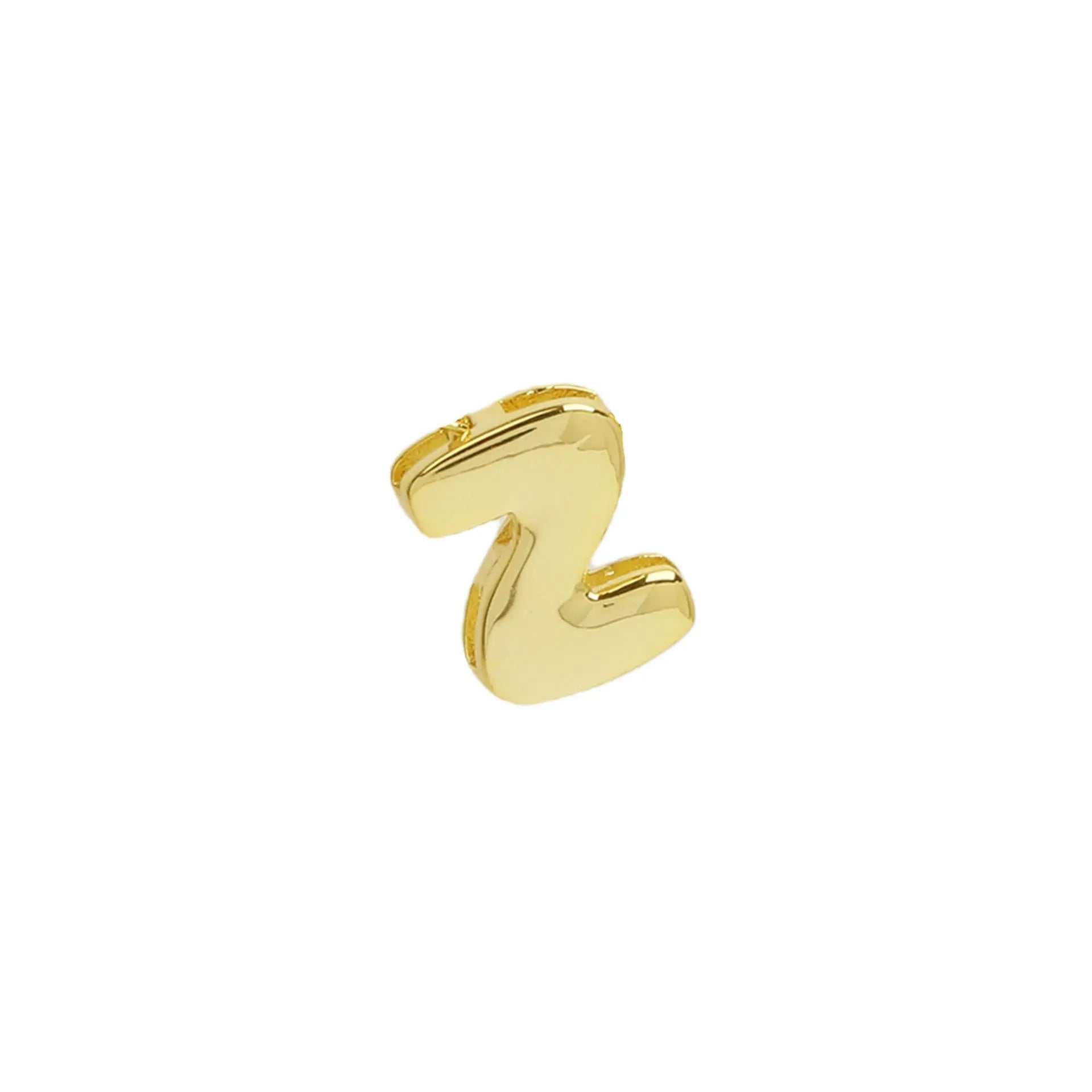 18k brass smooth surface bubble letter bracelet with pendant in gold colour on copper alloy