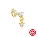 Geometric moon and star earrings in S925 sterling silver with embedded diamonds and a gold colour finish.