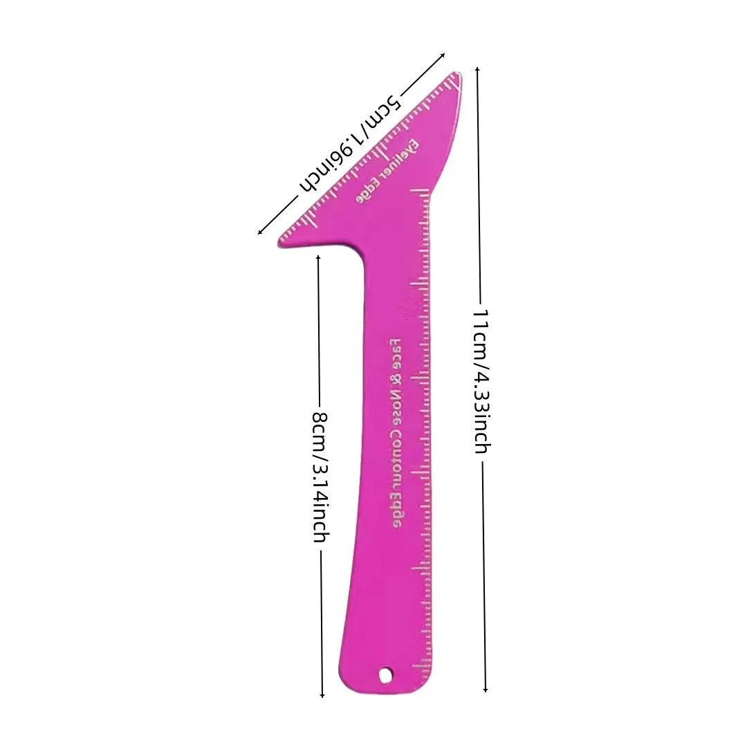 Reusable pink 3-in-1 eyeliner stencil tool for hooded eyes, winged liner, eyebrows, and contour.