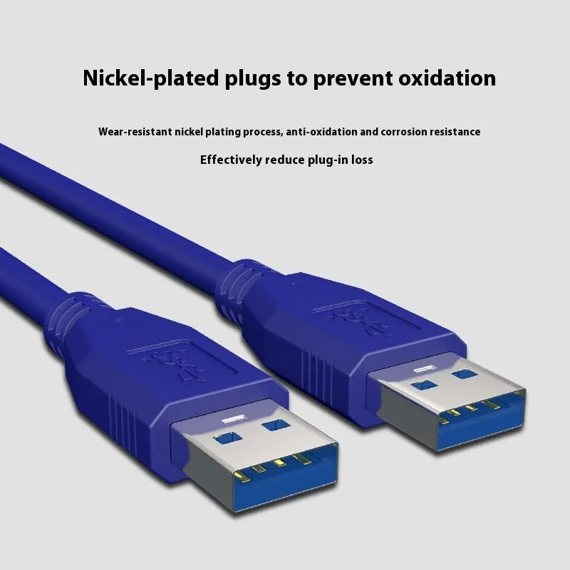 USB 3.0 data cable for mobile hard disk boxes with nickel-plated connectors in various length options
