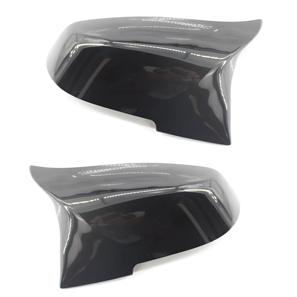 Pair of paint bright black modified horn rearview mirror shells for BMW 3 and 4 Series F-chassis models