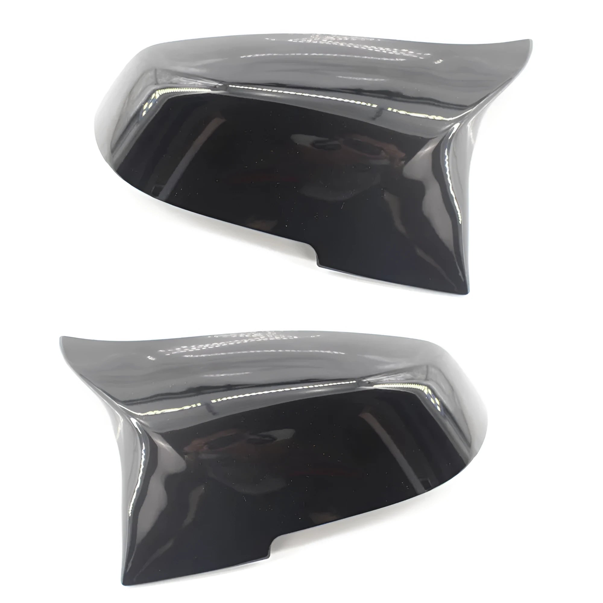 Pair of paint bright black modified horn rearview mirror shells for BMW 3 and 4 Series F-chassis models