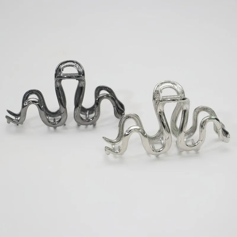 Slytherin serpentine metal hair clip barrette in silver or gun black, 10.5cm length with snake design