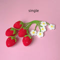 Handmade wool crochet strawberry pendant on 35cm cord in pink or red colour