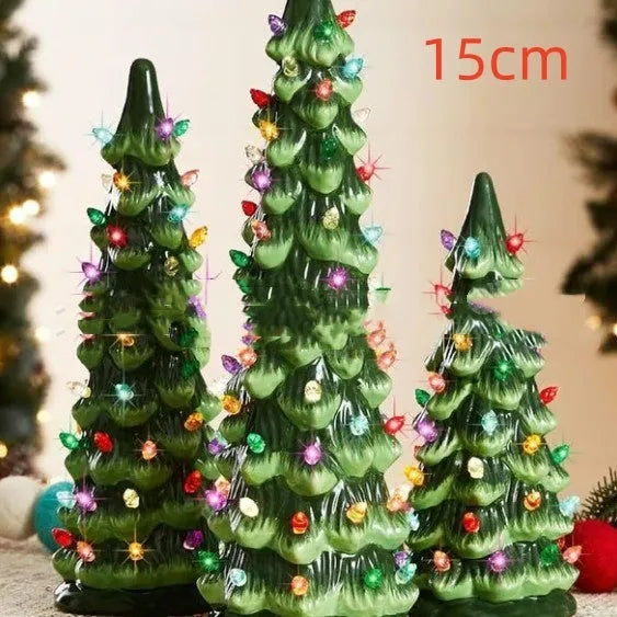 Resin Christmas tree ornament with LED lights in European style design