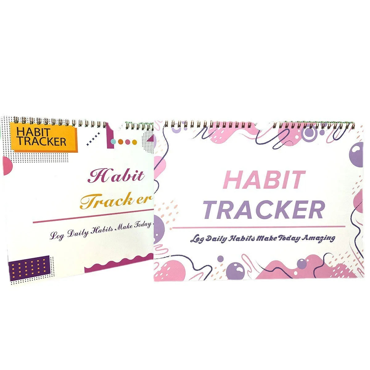 Habit tracking book with 12 pages measuring 21cm by 28cm in four colour options