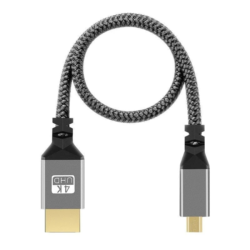 Black 4K HDMI cable with gold-plated connectors for computer to TV video transmission