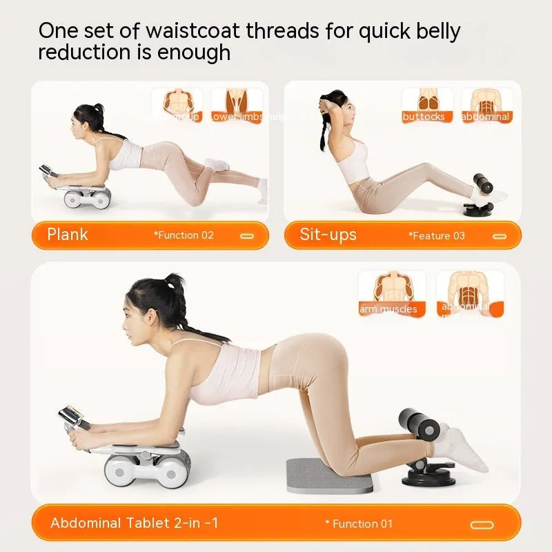 White fitness roller with LED timing screen for abdominal exercises