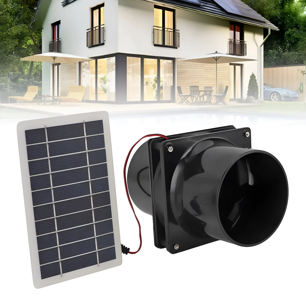 Solar waterproof double exhaust fan with 10W monocrystalline silicon panel and plastic fan kit