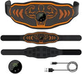 Smart EMS massage belt with adjustable strap and control unit in blue colour