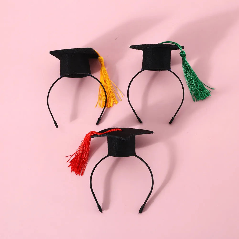 Pet doctor degree hair band and bow tie set in wool felt with elastic 18cm circumference for small dogs and cats