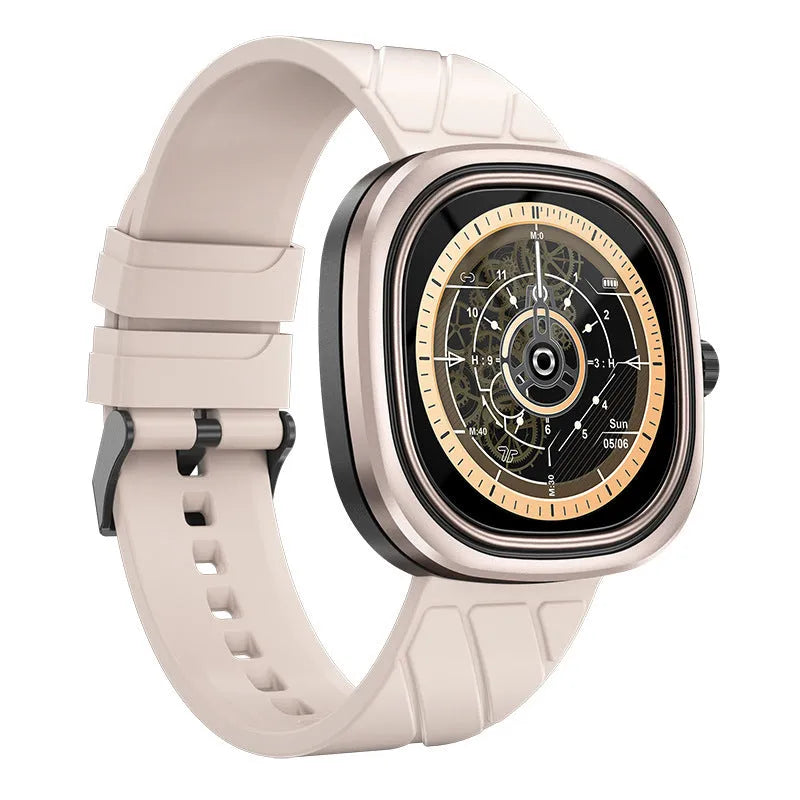 Black smart bracelet watch with 1.32-inch touch screen on silicone wristband