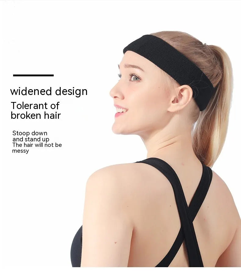 Elastic sports anti sweat headband in solid colours including black, blue and red