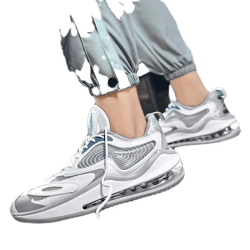 Men's Space Black casual height increasing trainers with air cushion and rubber sole.