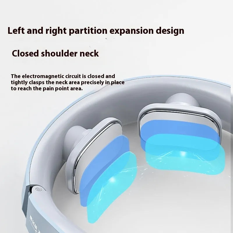 Electric neck massager EMS pulse rechargeable USB cervical traction therapy with heating function in Lake Blue B