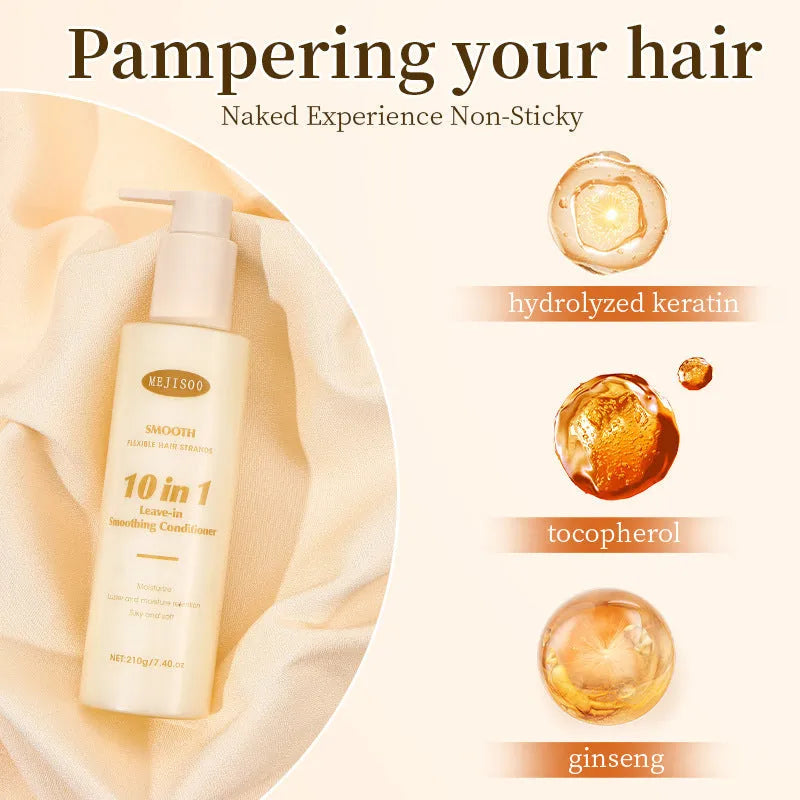 A 210g bottle of wash-free Soft 10-in-1 Hair Conditioner for ladies.