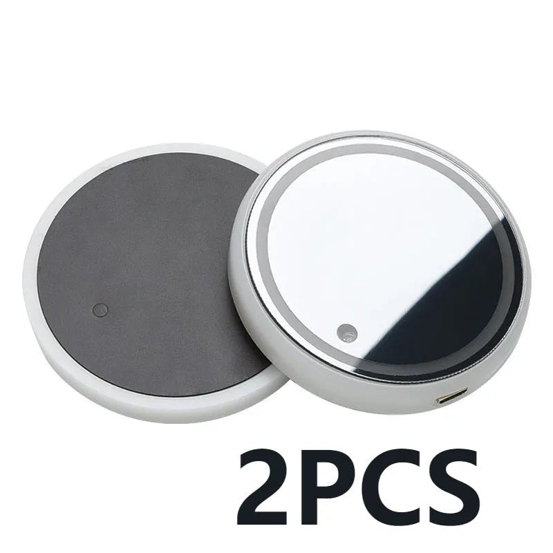 LED light-up car cup holder coaster showing seven colour options with solar panel and USB charging