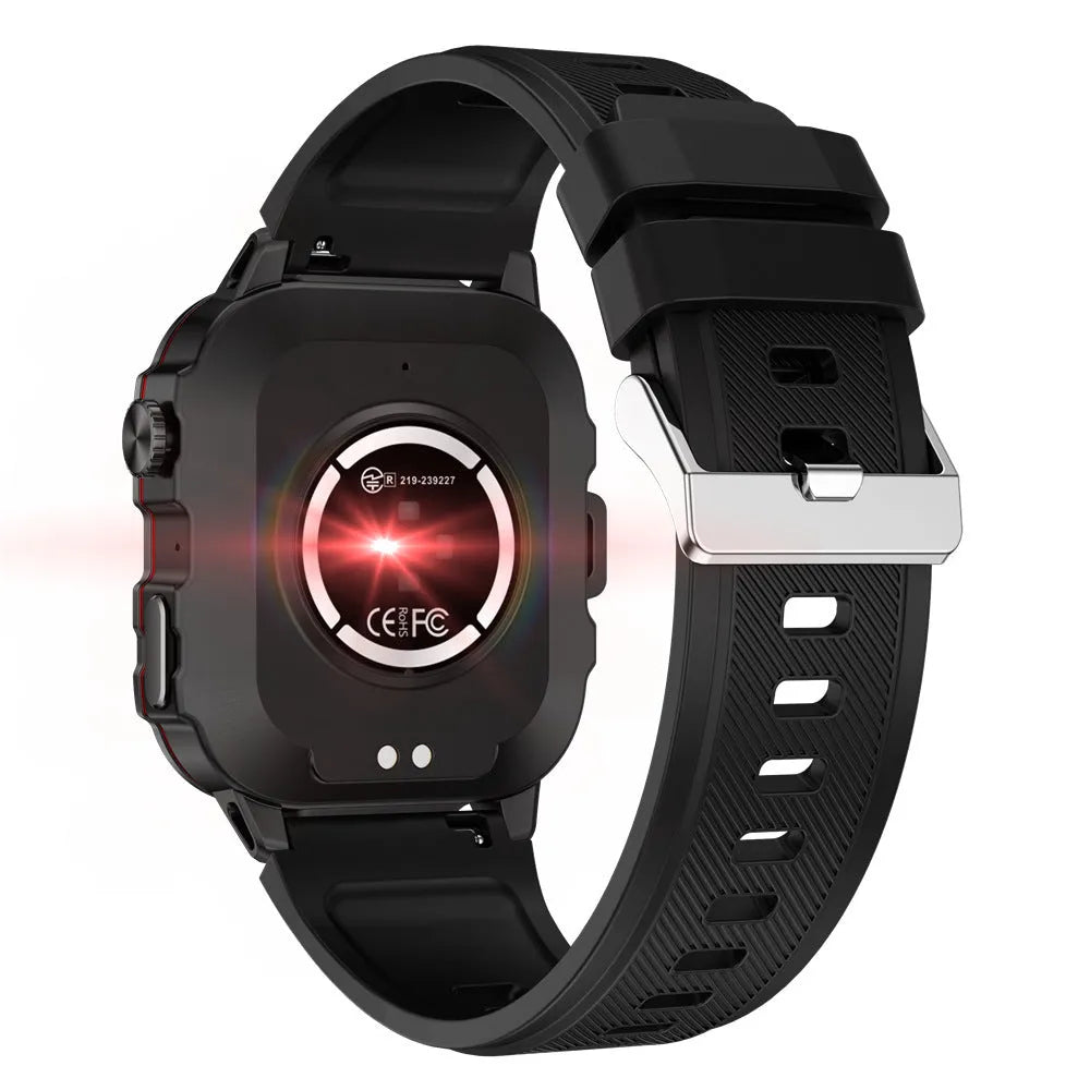 QX11 smart Bluetooth watch with TFT touchscreen showing heart rate display on black zinc alloy case