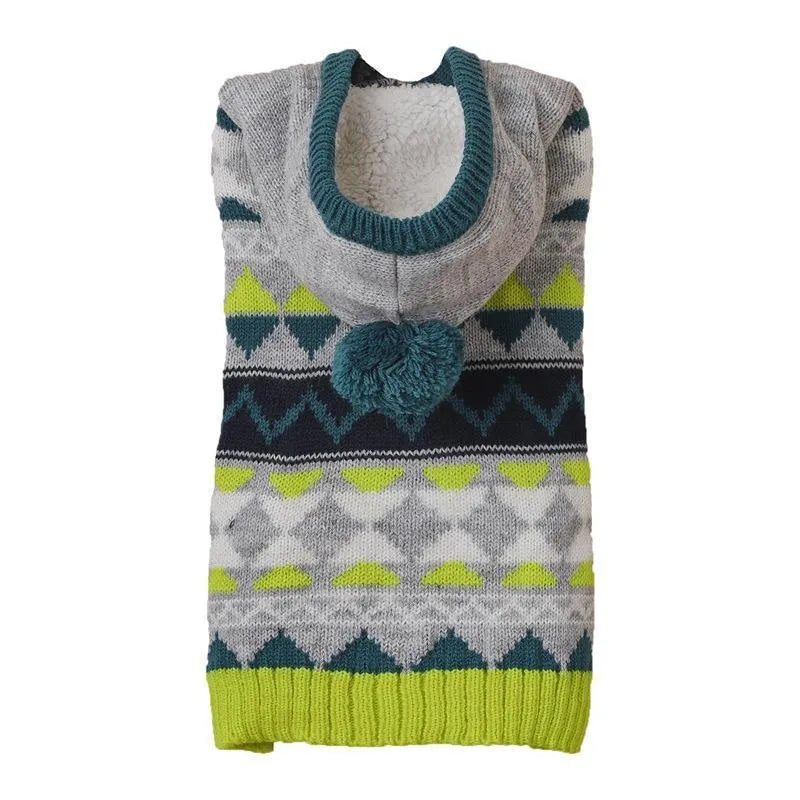 Green diamond pattern acrylic pet sweater for small dogs with size options