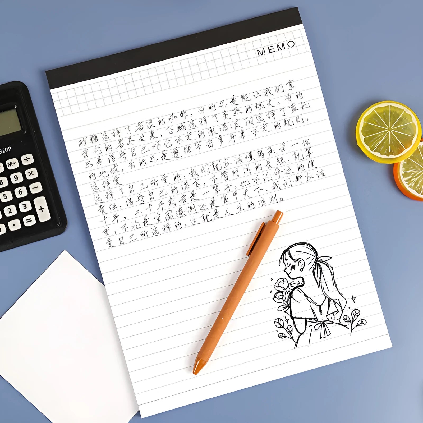A4 tearable meeting minutes notebook with ivory white grid paper and wireless adhesive binding