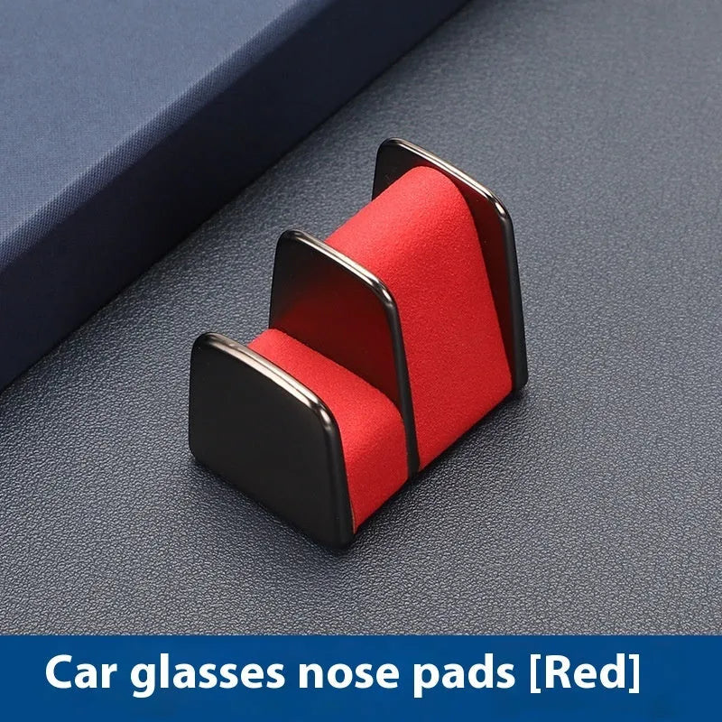 Green zinc alloy and leather car dashboard glasses clip holder with nose pad