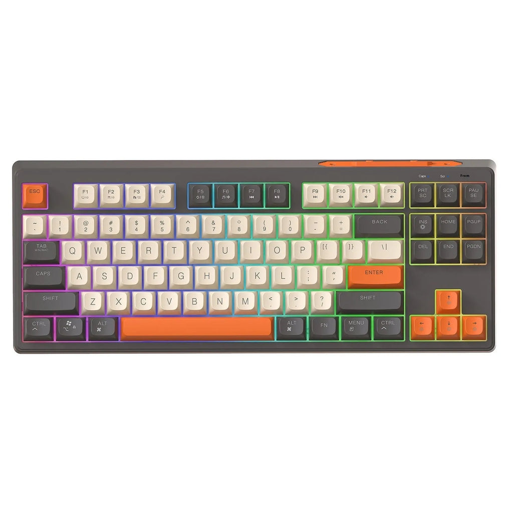 Wireless Bluetooth dual-mode keyboard in compact 38cm design with USB cable and receiver
