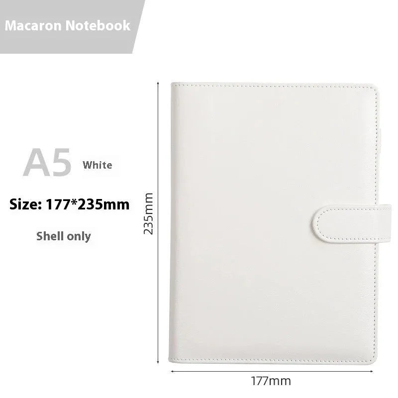 A5 PU leather loose-leaf notebook shell with zipper in solid colour options