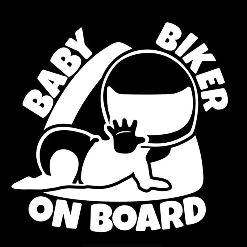 Reflective BABY ON BOARD car sticker measuring 14.5cm by 15cm in black colour option