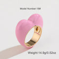 Heart-shaped zinc alloy ring with raised three-dimensional enamel colour design in love theme.