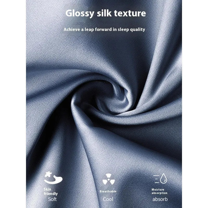 Men's thin ice silk three-piece homewear suit set in a choice of colours on a hanger