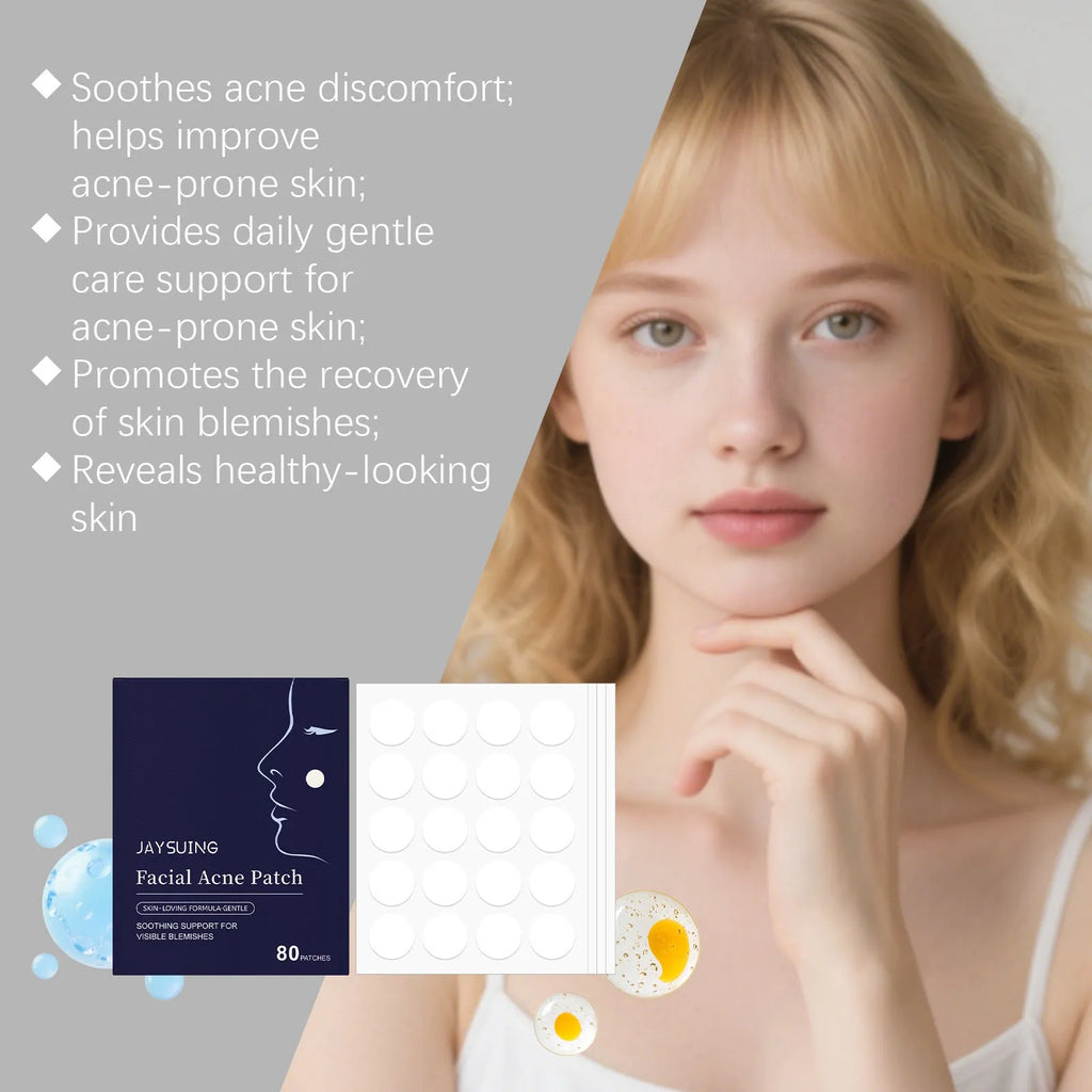80-count pack of gentle hydrocolloid facial acne patches for spot treatment