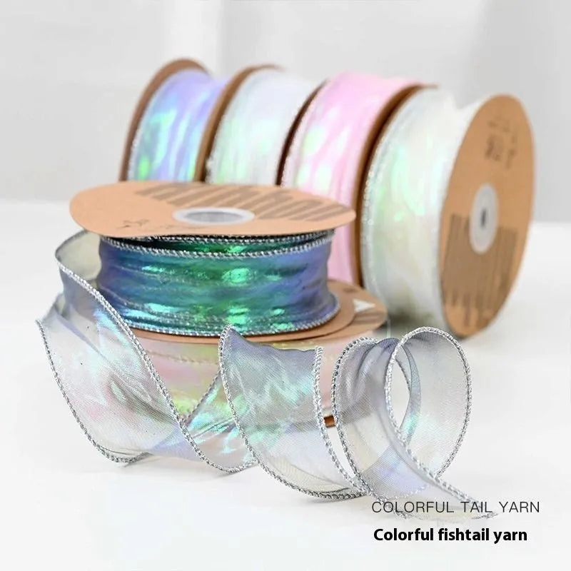 Fishtail yarn colourful wave ribbon in eight colours for DIY floral and gift projects