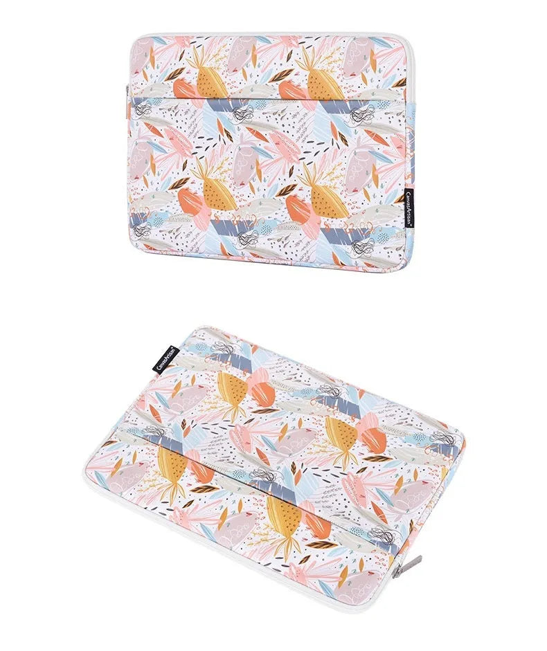 White waterproof PU leather laptop inner sleeve for 14 inch computers on a plain background.